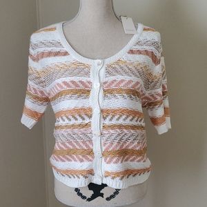 Wishlist Striped Button Down Sweater Large